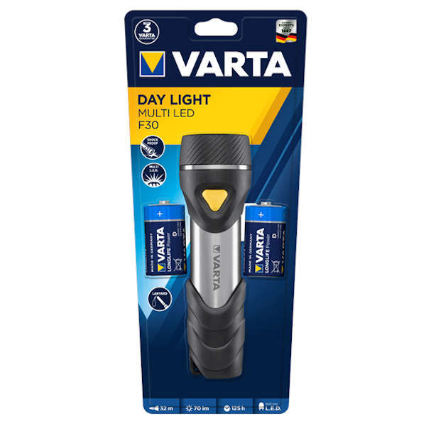 Lampe torche à piles Varta Day Light multi led F30 - 2 piles LR20 fournies