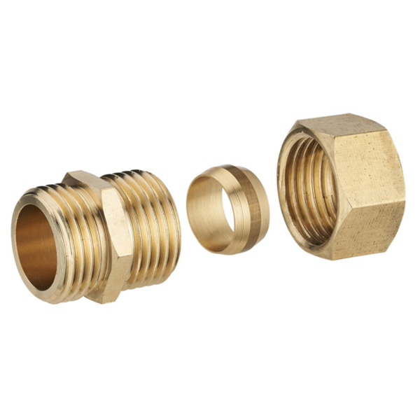 Raccord droit bicône Mâle pour tube en cuivre - M 15 x 21 - Diamètre 14 mm - Cuivre
