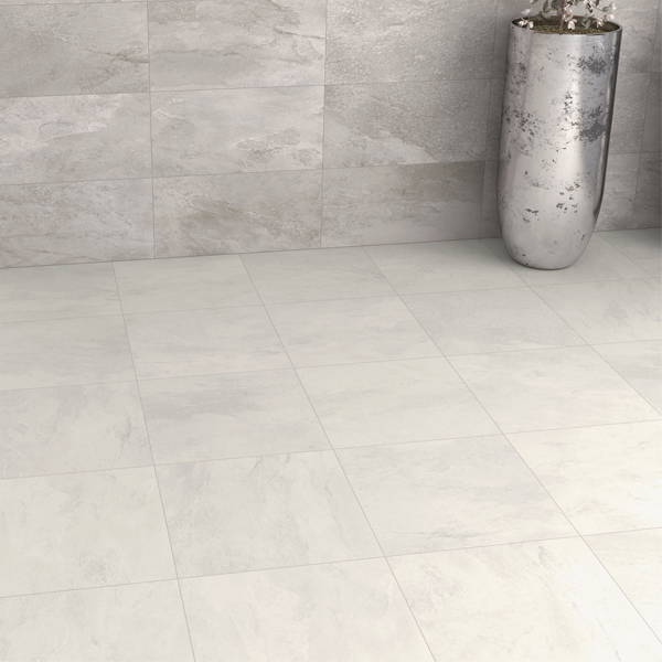 Carrelage intérieur en grès émaillé effet pierre Edilis Ruben - 45,0 CM x 45,0 CM - ép. 8,5 MM - Blanc