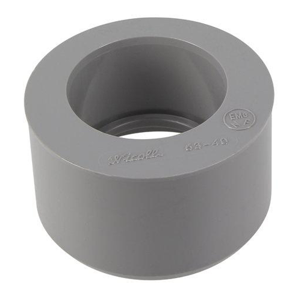 Tampon de réduction simple à coller Nicoll L4 - eaux usées et vannes - mâle/femelle - PVC - diamètre 63/40 mm
