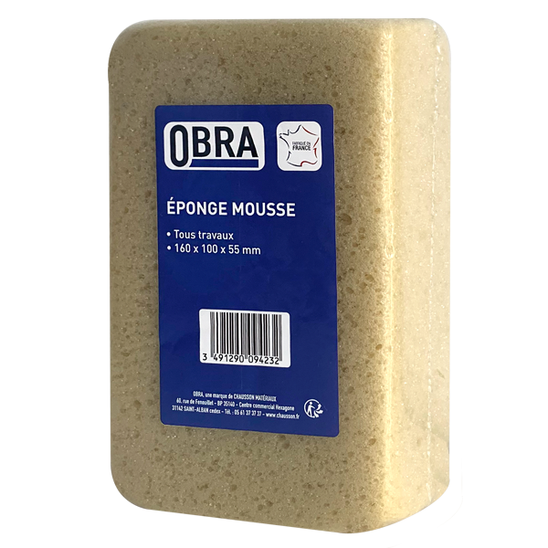 Éponge en mousse tous travaux Obra en polyuréthane alvéolée jaune - 10 x 16 cm