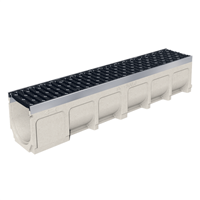 Caniveau en béton polymère MEADRAIN SV 1500 avec feuillures acier galvanisé et grille fonte C250 - Largeur 150,0 mm - Longueur 1 m