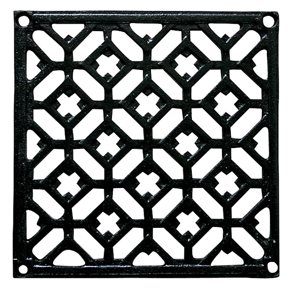 Grille d'aération en fonte noire - Autogyre - Pose en applique - Format carré 200 x 200 mm