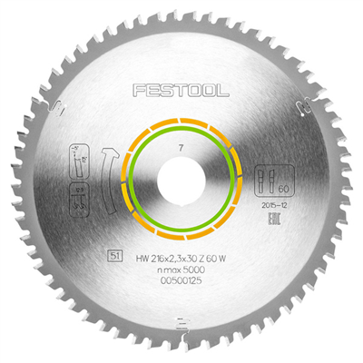 Lame de scie circulaire bois Festool Wood Fine Cut HW 216x2,3x30 mm 60 dents