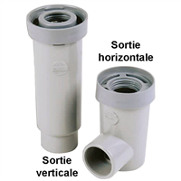 Entonnoir siphonné de groupe sécurité - Nicoll - Sortie verticale 32/40 mm - Garde d'eau 50 mm - PVC-C Blanc