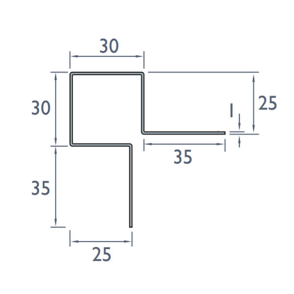 Profil d'angle extérieur symétrique pour bardage Cedral Lap - Aluminium laqué Vanille C02 - longueur 3,00 M
