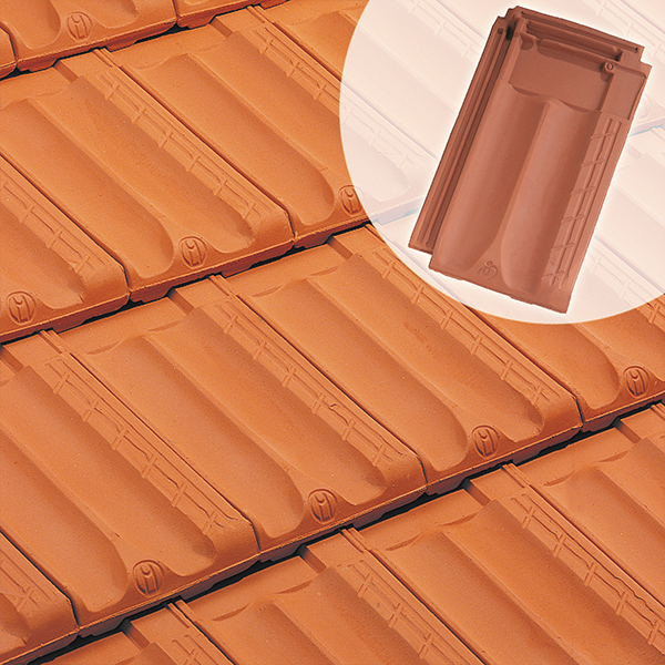 Tuile en terre cuite à emboîtement grand moule faiblement galbée - Marseille Poudenx - Rouge