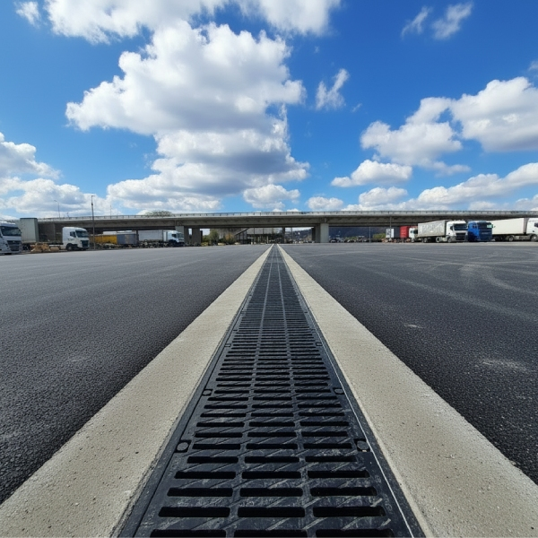 Caniveau béton F400 avec grille nervurée D400 en fonte - 400 x 400 mm - Longueur 1 m - Ulma
