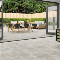 Carrelage extérieur antidérapant effet béton ciré en grès cérame émaillé - Clarens - 45,0 CM x 45,0 CM - ép. 9,50 MM - Gris