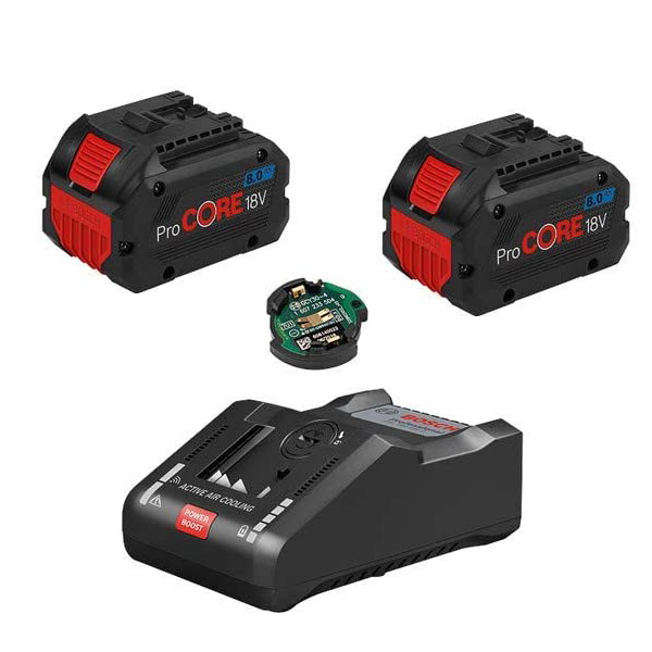Pack de démarrage Bosch 2 Batteries ProCORE 18V 8,0Ah Chargeur et module Bluetooth GCY42