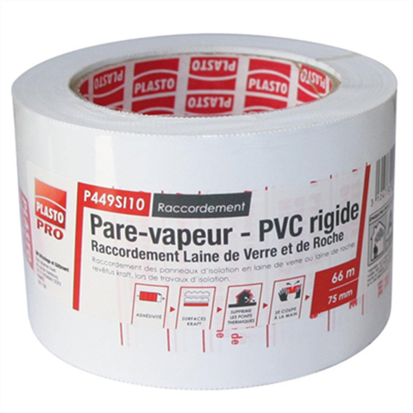 Adhésif renforcé blanc 3M pour raccordement - 66 m x 75 mm