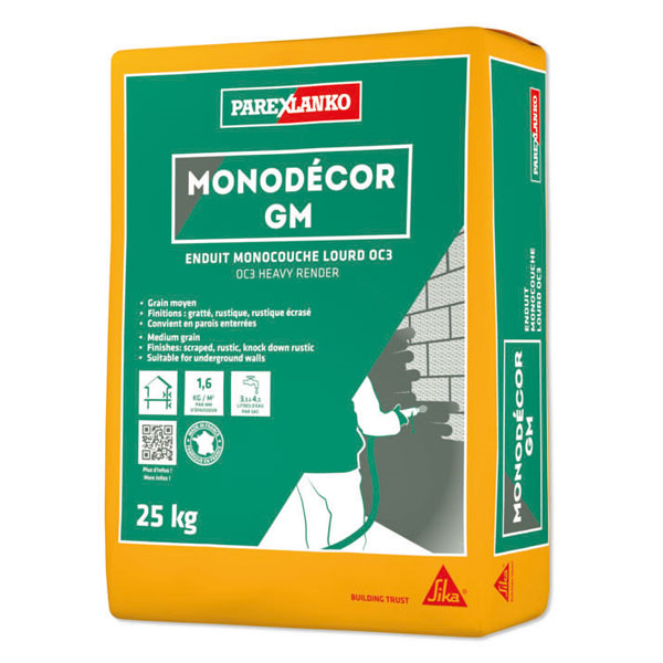 Enduit monocouche lourd grain moyen OC3 MONODÉCOR GM - G20 Blanc cassé - Sac de 25 KG