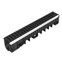 Caniveau de voirie avec grille en fonte C250 Kenadrain Nicoll - polypropylène noir - longueur 1 m