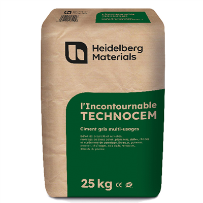 Ciment gris multi-usages l'Incontournable Technocem - 32,5R - Sac de 25,0 KG