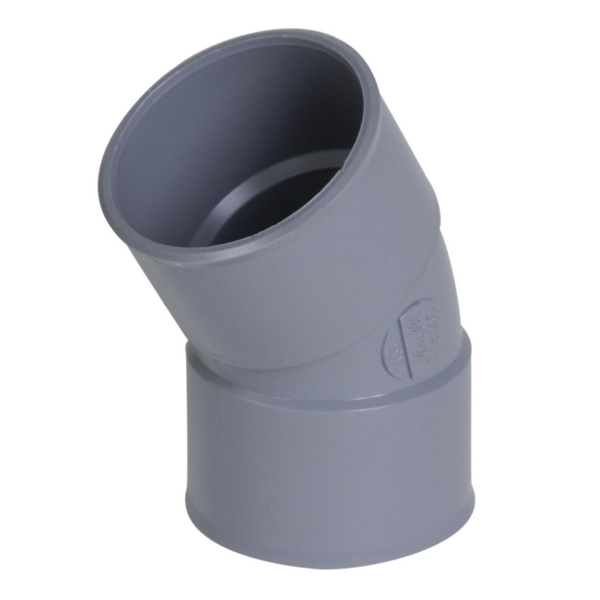 Coude femelle/femelle Nicoll pour évacuation des eaux usées - Diamètre 32 mm - Degré angle 30° - PVC - Gris