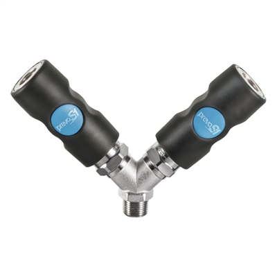 Distributeur fixe à 2 directions taraudé mâle G3/4 - ISI08