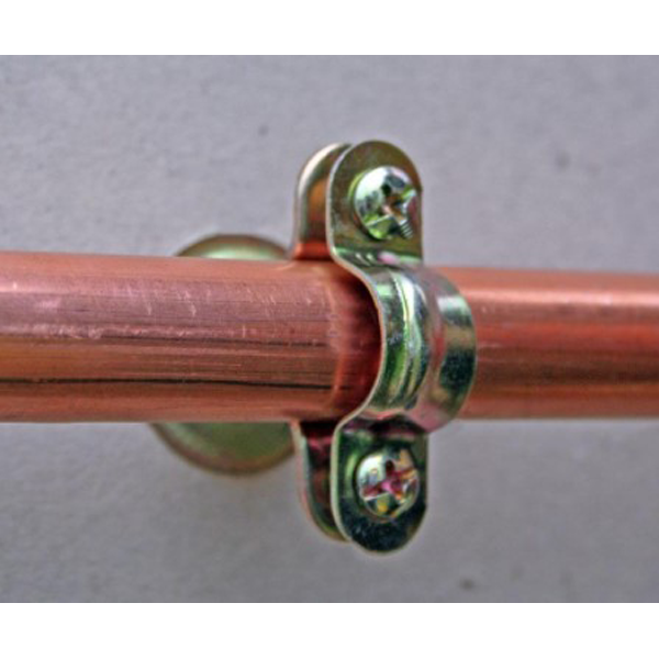 Collier sanitaire isophonique double - Fixation tuyauteries Ø16 mm Acier zingué blanc - Lot de 10