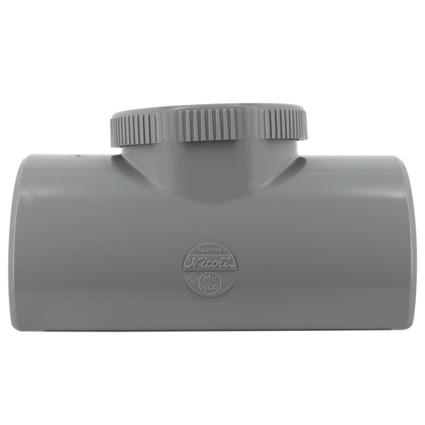 Selle de réparation à 90° pour tuyau de 100 mm Nicoll SLV109 avec bouchon de visite Ø 90 mm - PVC gris