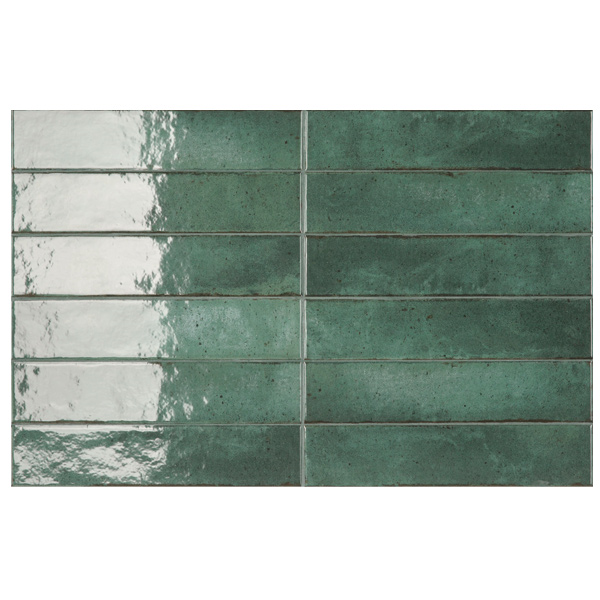 Faïence brillante effet zellige - Raku - 27,0 CM x 6,0 CM - ép. 8,00 MM - Green Jade