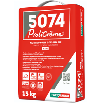 Mortier-colle pour carrelage - Prolicrème 5074 - Blanc - Sac de 15 KG