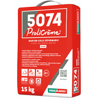 Mortier-colle pour carrelage - Prolicrème 5074 - Blanc - Sac de 15 KG
