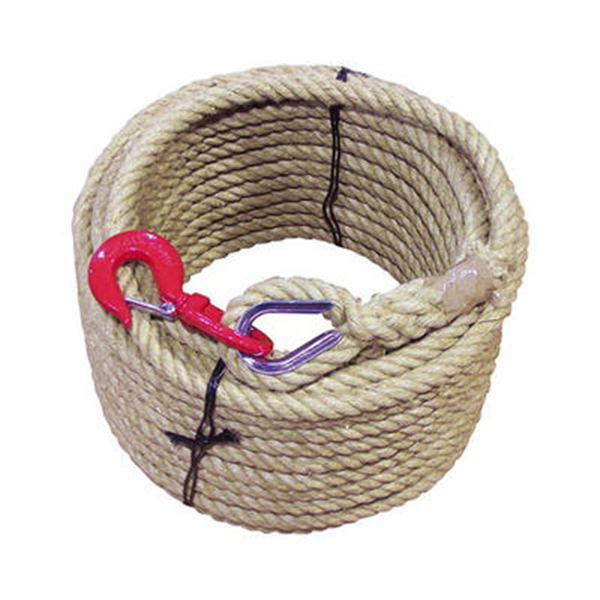 Corde à poulie en chanvre avec crochet de sécurité - Diamètre Ø 20/22 mm - Longueur 20 m