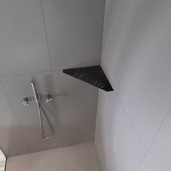 Étagère de douche en acier Inox noir mat - forme Pentagone design Tiger - 36,0 CM x 26,0 CM x 3,00 MM