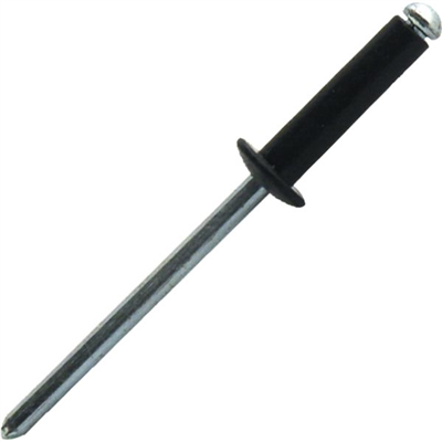 Rivet aluminium tige acier standard tête plate laqué noir serrage de 14.0 à 16.0 mm diamètre 4.8 mm longueur 20 mm - boîte de 250