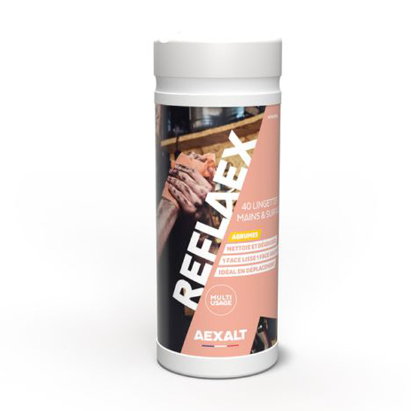 Lingettes nettoyantes dégraissantes multi-usages mains et surfaces - Reflaex Aexalt - 40 lingettes