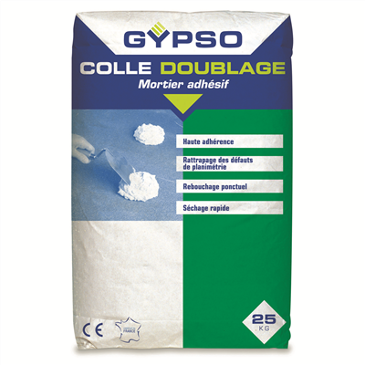 Mortier adhésif pour plaques de plâtre avec ou sans isolant - Gypso - sac de 25 kg