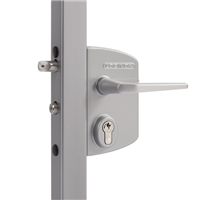 Serrure réversible pour portail battant - Pêne demi-tour - Lakq Locinox - Axe 80 mm - Alu/Inox - Gris