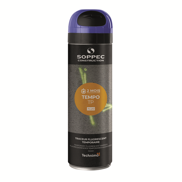 Traceur de chantier TEMPO TP fluorescent temporaire 2-8 semaines couleur bleu 500 ml