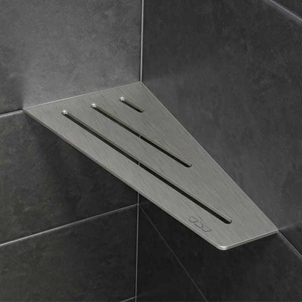 Étagère murale pour salle de bain en aluminium - tablette d'angle - Design Wave - 29,5 x 15 cm - ép. 4 mm - Blanc Mat