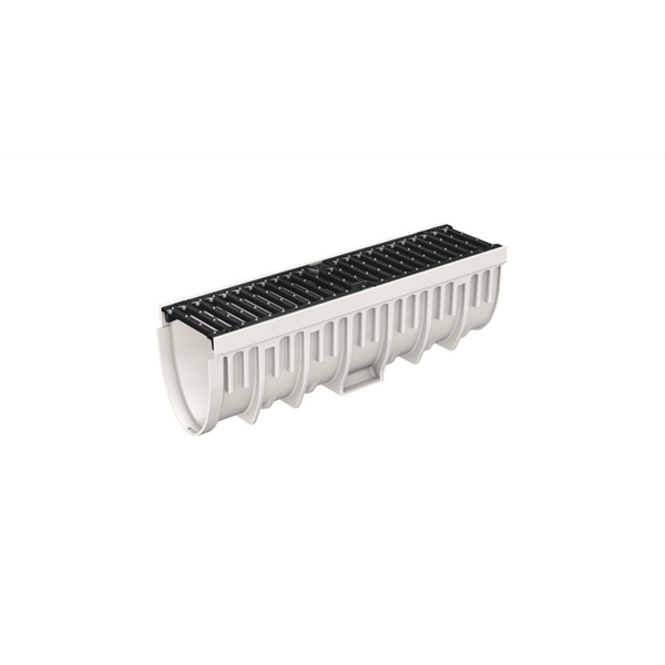 Caniveau MEARIN PLUS 100 avec grille passerelle fonte CLIPFIX B125 1M