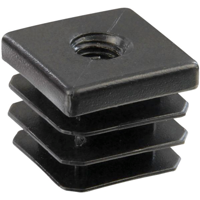 Douille carrée polyéthylène noir Taraudée M10 diamètre extérieur 40x40 mm - lot de 25