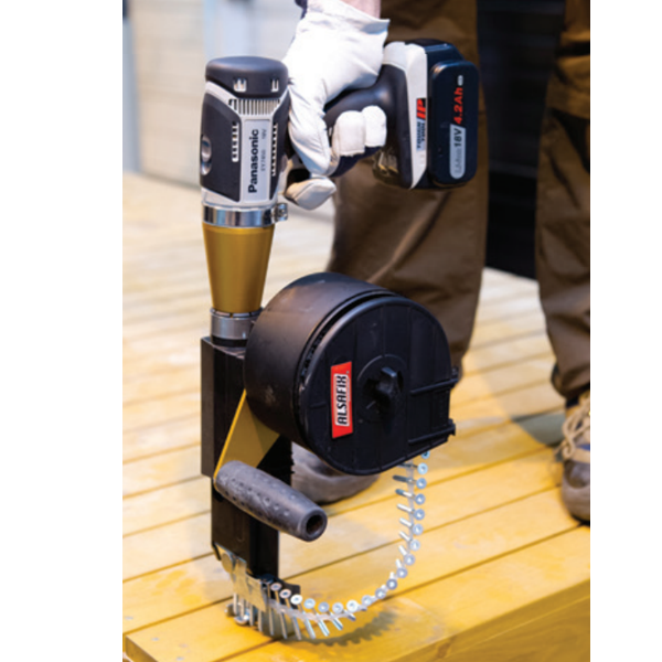 Visseuse avec chargeur pour vis en rouleau - plaques de bois et plaques de plâtre - HH 80 B Alsafix - en coffret avec batterie et chargeur