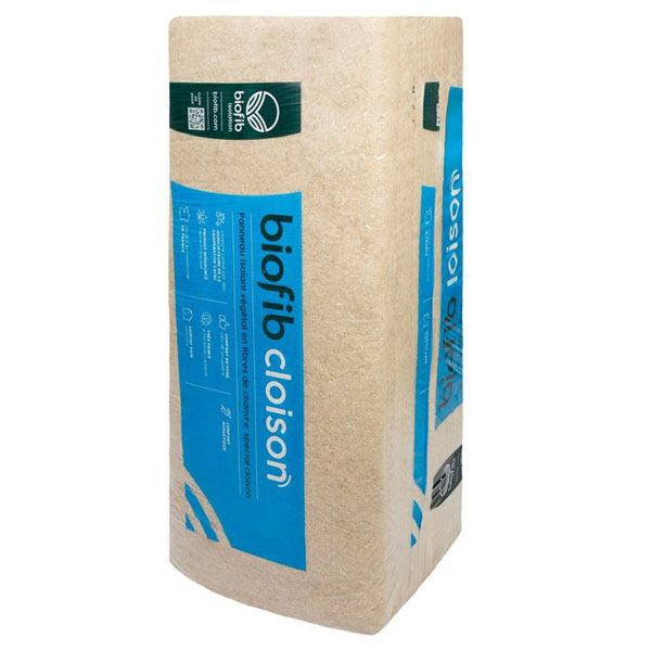Panneau isolant acoustique en chanvre pour cloison intérieure - Biofib' Cloison - R -  1,20 M x 0,60 M - ép. 45 MM