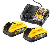 Pack de démarrage Dewalt DCB1104H2-QW avec 2 batteries Powerstack XR 18V 5 Ah Li-Ion + chargeur