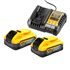 Pack de démarrage Dewalt DCB1104H2-QW avec 2 batteries Powerstack XR 18V 5 Ah Li-Ion + chargeur