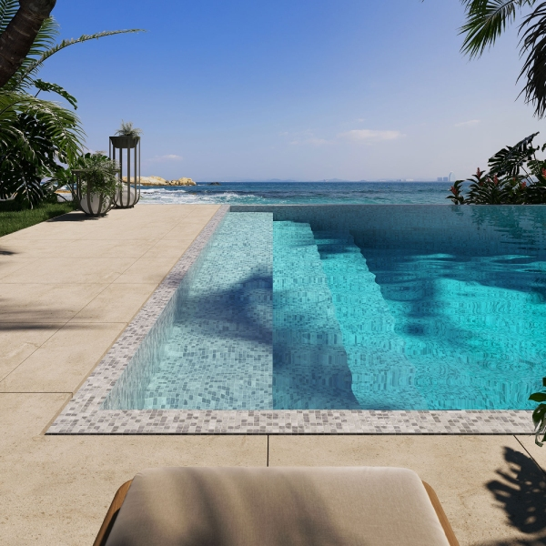 Mosaïque pour piscine en émaux de verre Gemma - Carreau de 2,5 x 2,5 cm - Trame de 49,5 x 31,2 cm - Galena