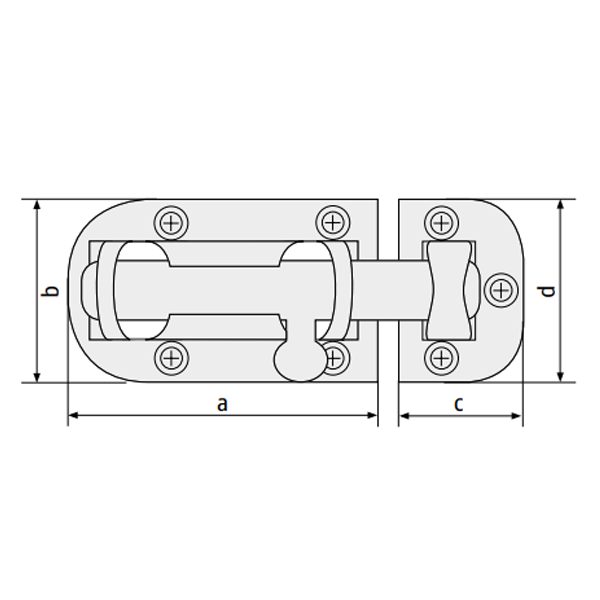 Verrou targette à pêne rond en zamak finition nickelé mat - SRDR Abus - 60 mm