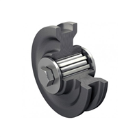 Galet en fonte sur cage à rouleaux - Gorge carrée - 14 x 14 mm - Force 150 Kg - Gris anthracite - Lot de 2