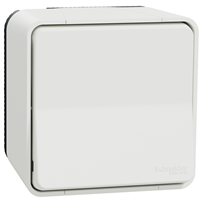 Interrupteur poussoir en saillie Schneider Mureva Styl complet - IP55 - IK08 - blanc - 10A 250V