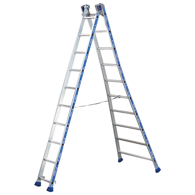 Echelle transformable 2 plans Tubesca Platinium 2 x 10 échelons repliée 2.92 m déployée 4.88 m