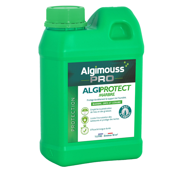 Imperméabilisant eau et graisses pour le marbre - Algiprotect Marbre - prêt à l'emploi - bidon de 1 litre