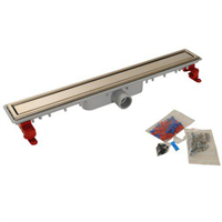 Caniveau de douche Docia à faible hauteur avec grille réversible - ø femelle 40 mm - 95 x 690 mm