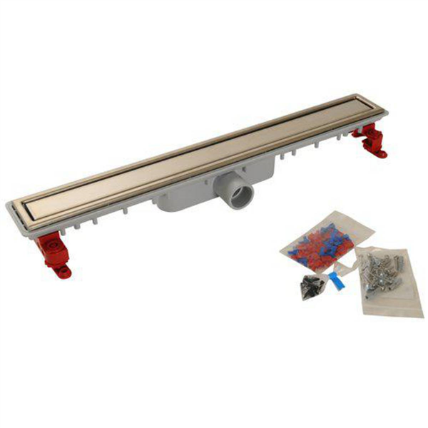 Caniveau de douche Docia à faible hauteur avec grille réversible - ø femelle 40 mm - 95 x 690 mm