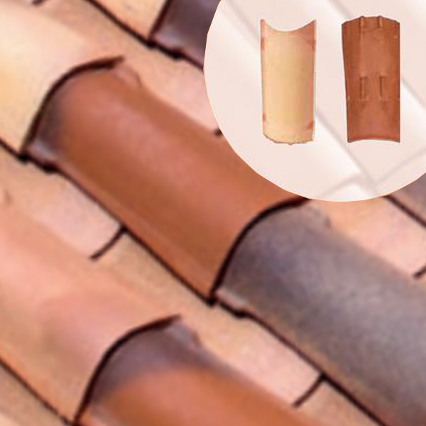 Tuile de courant à fond rond - Tradi'fix Tegula 46 - terre cuite - Vieilli - longueur 460 mm