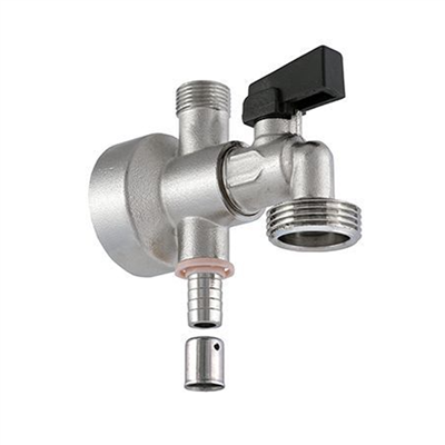 Robinet de repiquage PER machine à laver - Jupe haute - Diamètre 16 mm - M 20 x 27 - Laiton