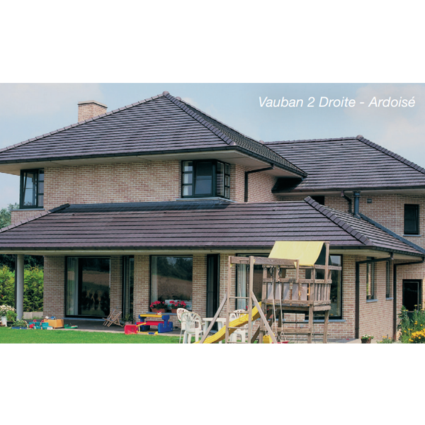 Tuile plate en argile - Vauban 2 Droite - emboîtement petit moule à pureau plat - Ardoise
